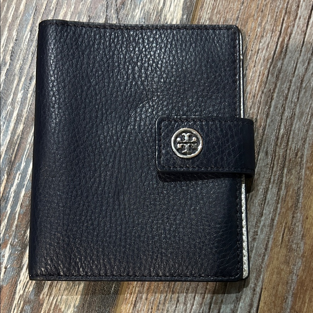 Tory Burch navy & silver leather passport cover preloved